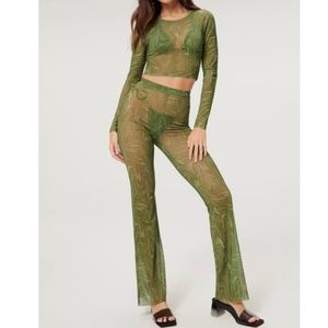 GOOD AMERICAN mesh boot cut cover-up pants